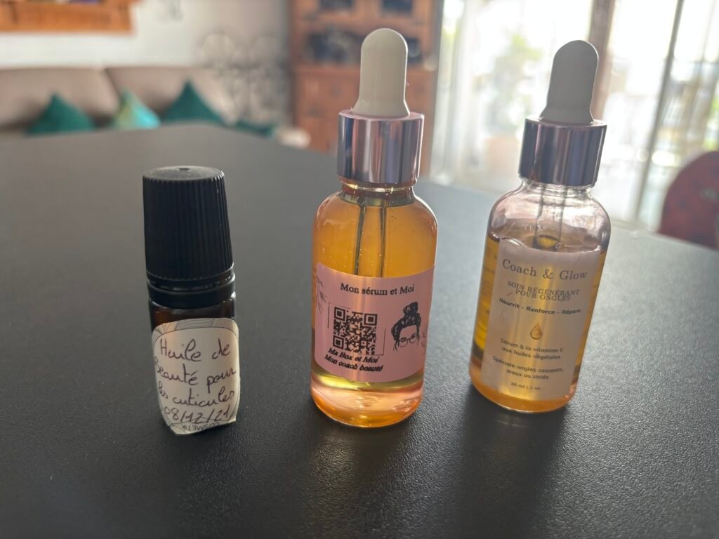 Sérum régénérant ongles fragiles Coach&Glow vitamine E huiles végétales bio avec huile cuticules et Mon Sérum et Moi
